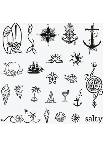 Sea Vibes City Pack Geçici Dövme Şablon Seti 23 Desen