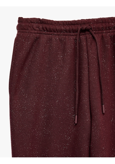 Koton Sim Detaylı Üç İplik Şardonlu Beli Bağcıklı Jogger Eşofman Altı Bordo 7wal40017ık