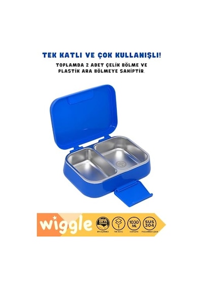 Bento 1030ml Lunchbox Tek Katlı 2 Bölmeli Paslanmaz Çelik Sefer Tası Yemek Kutusu Çok Renkli
