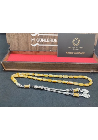 Ahşap Kutulu 475 Ayar Gümüş Püsküllü Kali Ngrad Kaya Damla 7.51 G Açık Gri