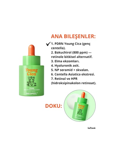 Medipeel Young Cica Pdrn -pin Bakuchiol Serum 50 Ml Pdrn Ve Bakuchiol İçeren Sıkılaştırıcı Serum