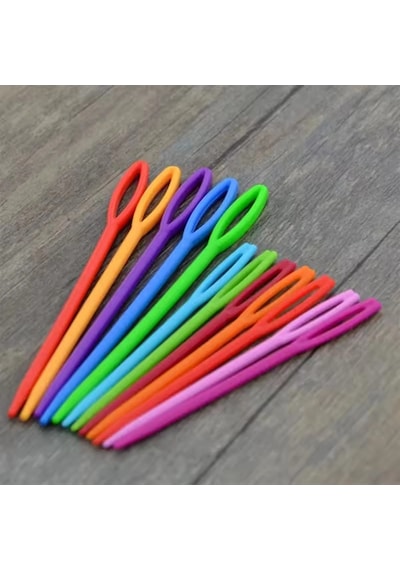 Tineke 25 Adet 6 Renk 9 Cm Karışık Plastik Yün Iğnesi, Çocuklar Için Eğitici Iğne