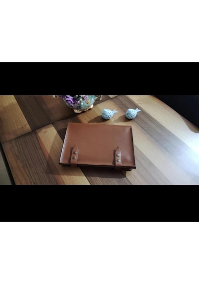 Nyc Giyim Tekstil Hakiki Dana Derisi El Yapımı Organizer Çanta, Tablet Ve Laptop Bölmeli, Toplantı Ve Iş Gezileri Için Ideal Taba