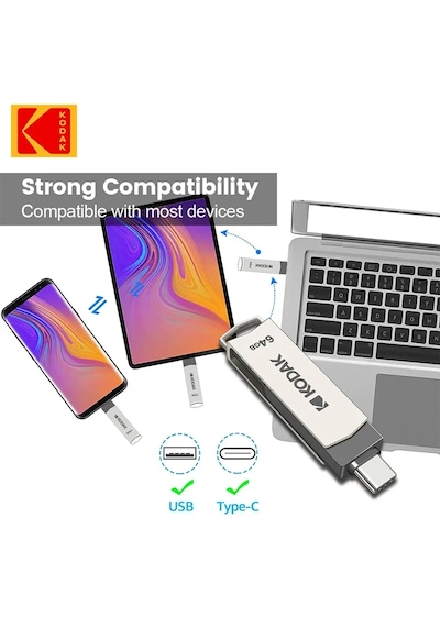 Kodak 64gb.typec Usb 3.2 Apple Uyumlu iPhone 15  Ve Type-c Girişli Tüm Cihazlar