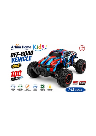 Off-road Vehicle 100 Km Hız Yapan Uzaktan Kumandalı Araba Mavi