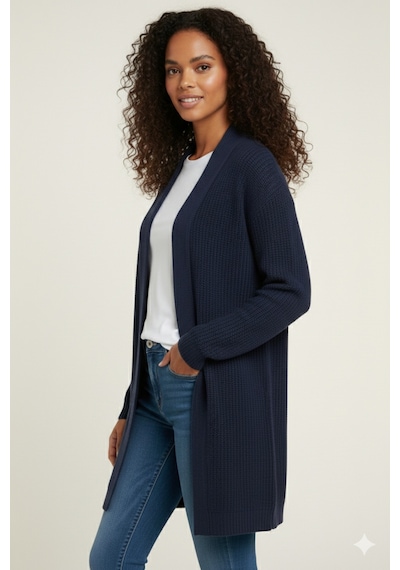 Youknitwear You Stayles %100 Pamuk Kadın Triko Hırka Lacivert