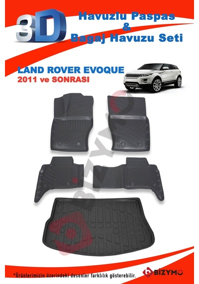 Land Rover Evoque 2011 Ve Sonrası Paspas Ve Bagaj Havuzu Seti Siyah