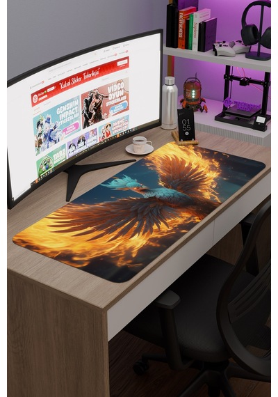Anka Kuşu Kaymaz Dikişli Kauçuk Oyuncu Mousepad V1 - 90x40 Xxl Gaming Mouse Pad Fare Altlığı