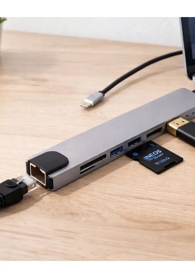 Home Çok Fonksiyonlu Type C Hub Usb Hdmı Ethernet Kart Okuyucu