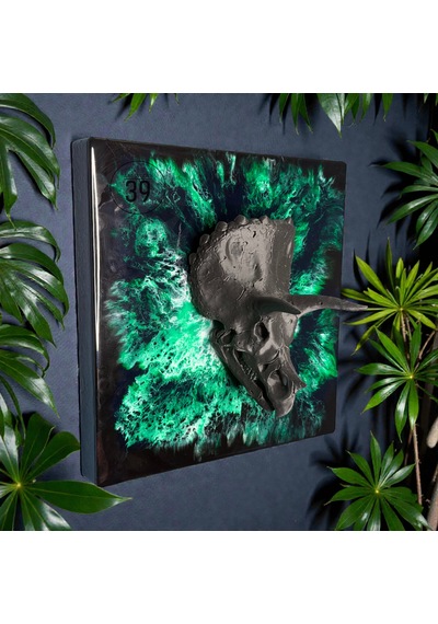 3d Triceratops Kafatası Yeşil Epoksi Duvar Tablosu, El Yapımı Heykelsi Sanat Eseri, 35x35 Cm, Modern & Statement Tasarım 35 x 35 CM 3d Triceratops Kafatası Yeşil Epoksi Duvar Tablosu, El Yapımı Heykelsi Sanat Eseri, 35x35 Cm, Modern & Statement Tasarım 35 x 35 CM