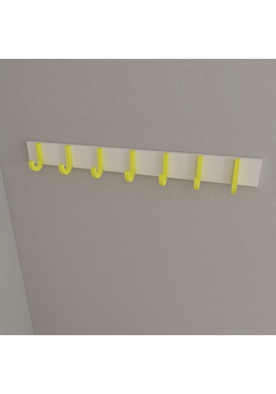 Hepsi3boyutlu Modern Duvar & Kapı Baston Askılık - 7 Adet Sarı J Askılık - Model No : 6 Sarı
