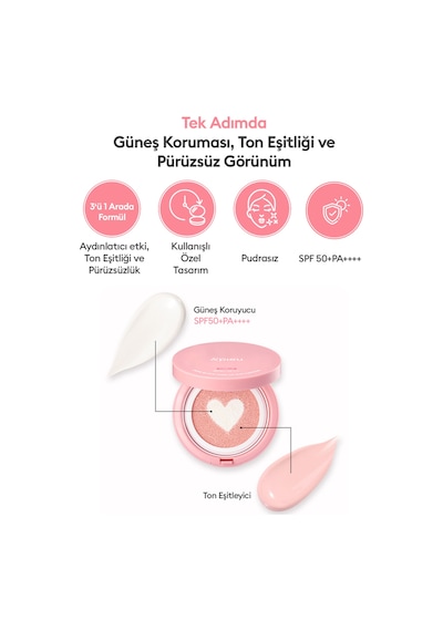 Ton Eşitleyici Pembe Bazlı Güneş Koruyucu Cushion A'pıeu Pure Block Tone-up Sun Cushion Spf50+pa++++ 76759695