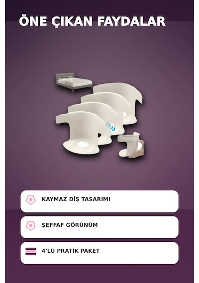 4'lü Şeffaf Kaymaz Çarşaf Ve Yorgan Sabitleyici - Dişli Tutucu İle Pratik Çözüm .