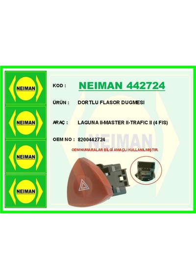 Bescher Dortlu Flasor Dugmesı Laguna Iı-master Iı-trafıc Iı 4 Fıs Neıman 442724 8200442724