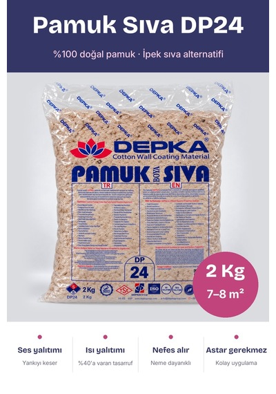 Depka Pamuk Sıva Dp24 2 Kg 7-8 M² İpek Sıva Alternatifi Isı Ve Ses Yalıtımlı Dekoratif Sıva