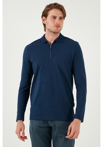 Buratti Pamuklu Slim Fit Yarım Fermuarlı Polo Yaka Erkek Sweat 5903010 Indigo