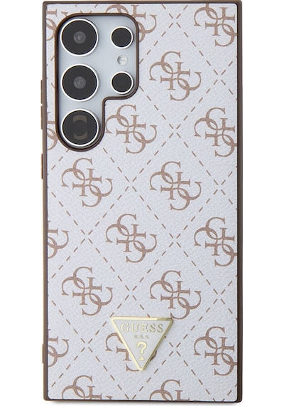 Galaxy S24 Ultra Uyumlu Kılıf Guess Lisanslı Pu Üçgen Logo 4g Desenli Kapak Siyah