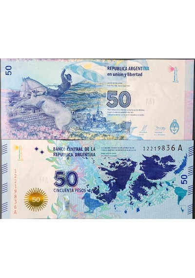 Arjantin 50 Peso 2015 Falkland Adaları Temalı Malvınas Adaları Çil Kondisyon.