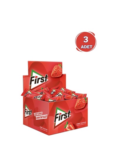First Çilek Aromalı Tekli Sakız 3 x 200'lü