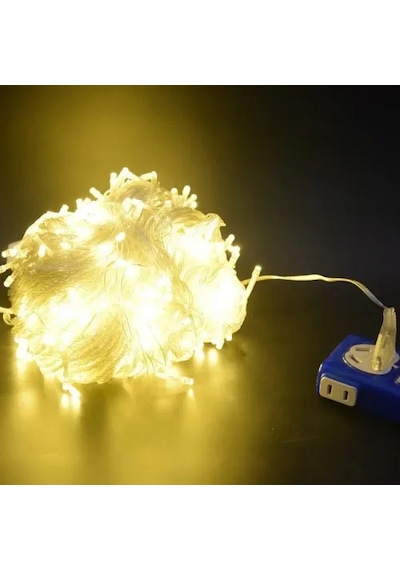 10m 60 Led Pilli 2 Kademeli Gün Işığı Şeffaf Kablo Çok Renkli