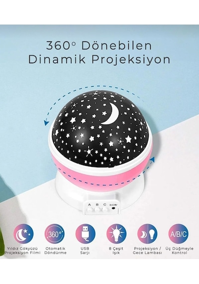 Tavana Işık Yansıtmalı Gece Lambası Dönen Yıldız Ay Projeksiyon Oda Lambası Işık Küresi-star Master Tavana Işık Yansıtmalı Gece Lambası Dönen Yıldız Ay Projeksiyon Oda Lambası Işık Küresi-star Master