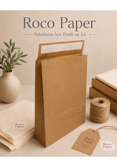 Yapışkan Bantlı Kraft Kese Kağıdı, Kraft Renk, 25x8x30 Cm - 24'lü Paket, Hediye Ve Kargo Zarfı
