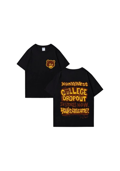 Startmore Rapçi Kanye West Moda Grafik Baskı T Shirt Erkek Kadın Vintage Tee Büyük Boy Kısa Siyah