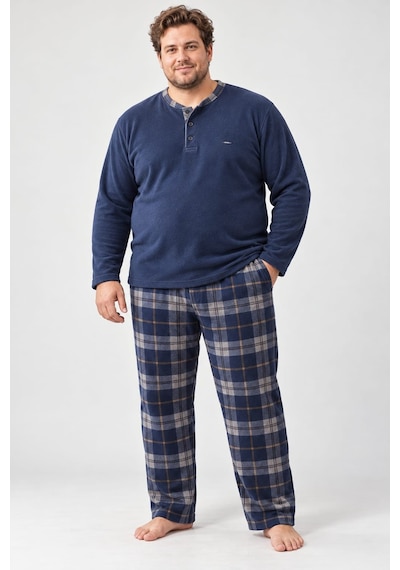 Pemilo Erkek 6415-3 Microsoft Cepli Büyük Beden Pijama Takımı Lacivert