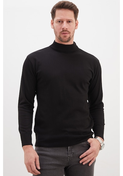 Fullamoda Basic Dik Yaka Regular Fit Triko Kazak Siyah