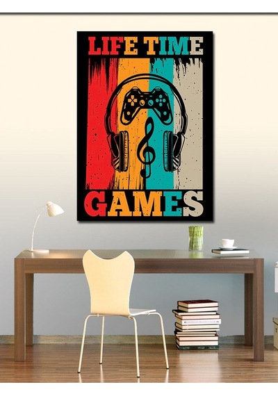 Kanvas Tablo Life Time Games Yazısı 50cmx70cm