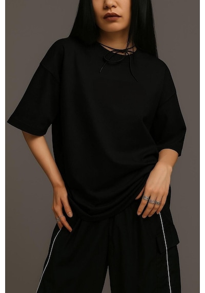 Düz Oversize Tişört SIYAH