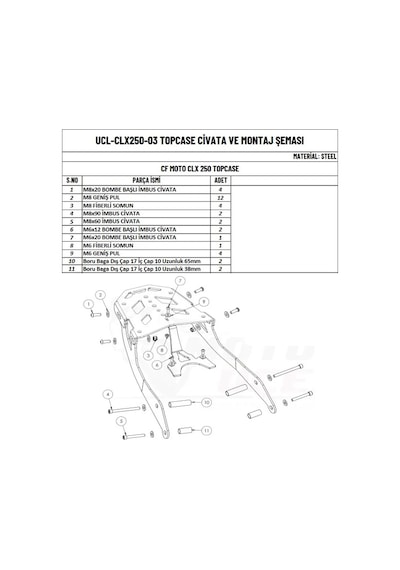 Moto Üçel Cfmoto Clx 250 Uyumlu Çanta Demiri