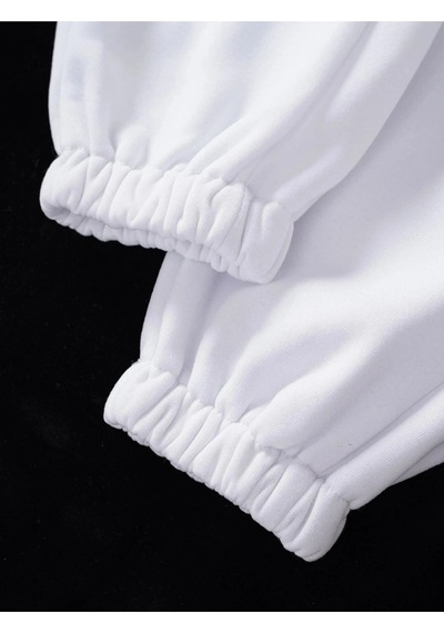 Unisex Kadın/erkek Özel Renkli Düz Paça Lastik Eşofman Altı Jogger Beyaz