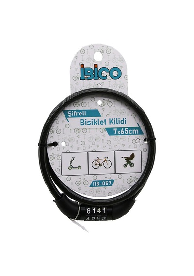Şifreli Çelik Tel Bisiklet Kilidi 7mm X 65cm Şeffaf