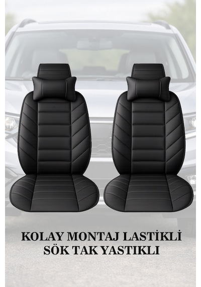 Dacia Sandero Stepway 2021 Uyumlu Siyah Renk Lüks Premium 2 Adet Minder Ve Yastık