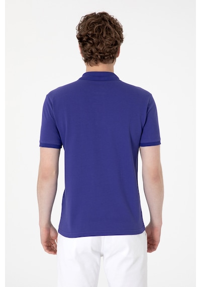 U.S. Polo Assn. Erkek Slim Fit Polo Yaka Mavi Basic Tişört 50297984-VR212