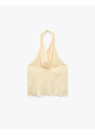 Koton Degaje Halter Yaka Saten Bluz Sarı 6sak30104pw