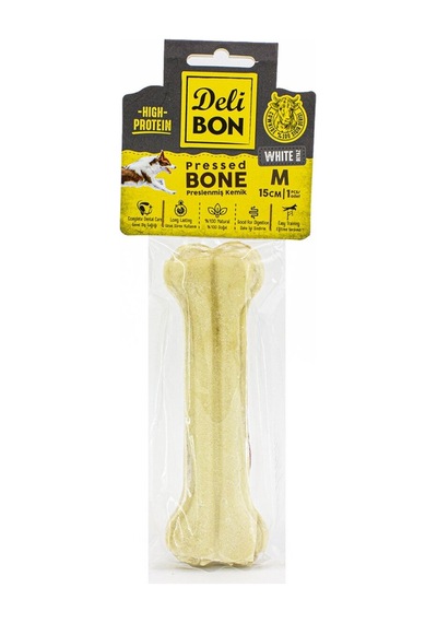 Deri Köpek Çiğneti Pres Kemik 1x15cm Beyaz