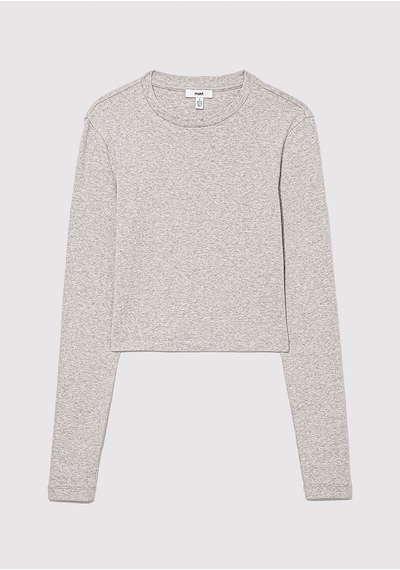 Mavi - 2li Uzun Kollu Crop Basic Tişört 1613021-88467 Gri