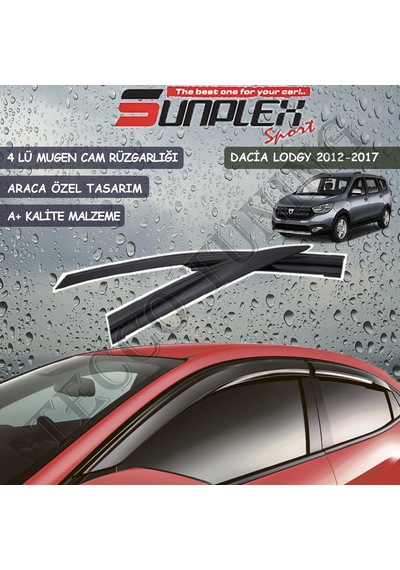 Sunplex Dacia Lodgy 2012-2017 Mugen Cam Rüzgarlığı 4 Lü Set