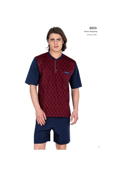 Pierre Cardin 6055 Erkek Lacivert Kısa Kollu 3 Lü Jakarlı Pijama Takımı Lacivert