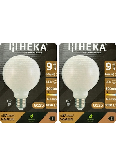 2 Adet Heka 9w 67w 3000k Sarı Işık E27 Duylu Kalın Duy Led Glop G125 Ampul Heka