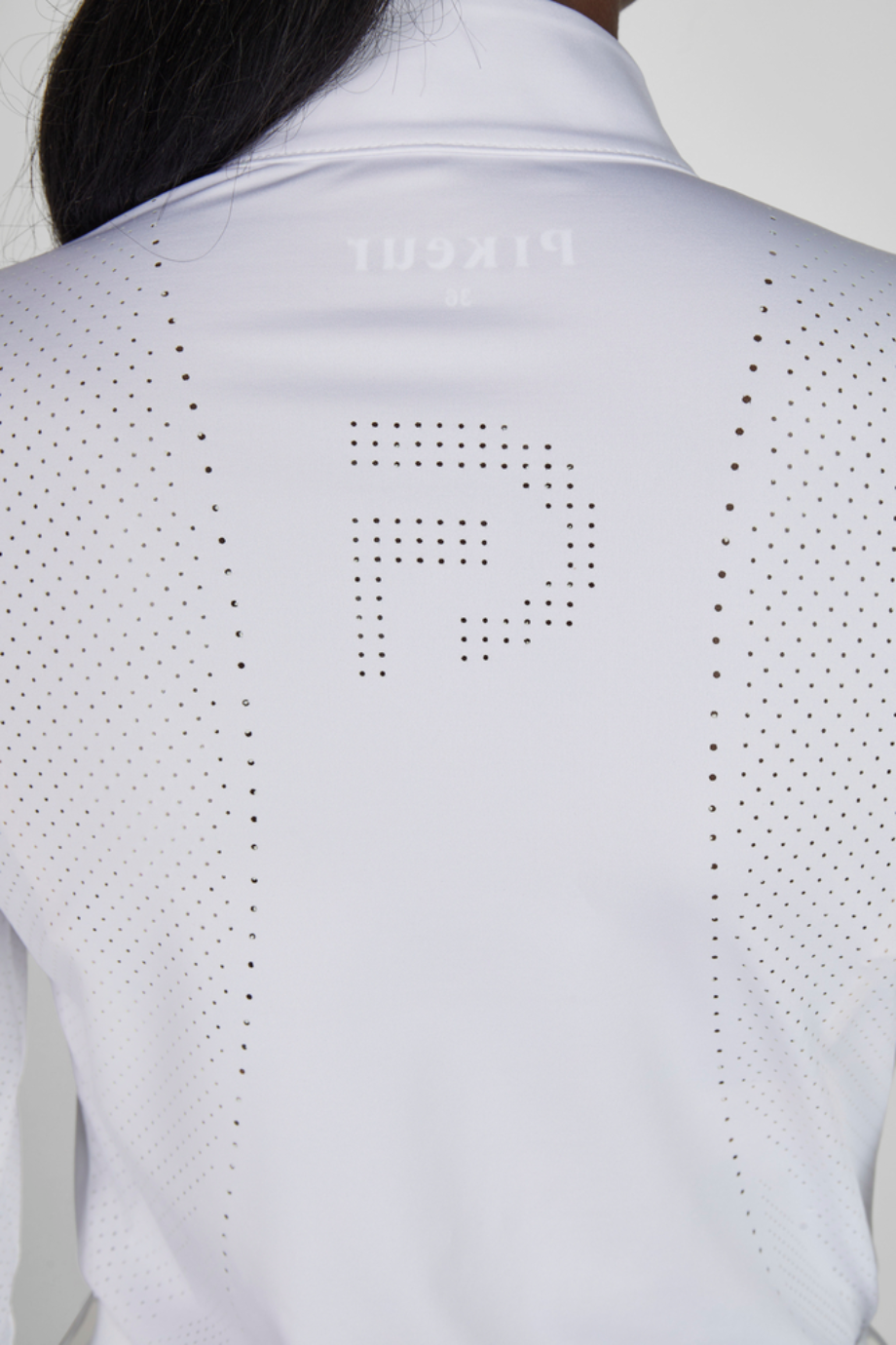 Pikeur Lasercut 1232 Lüks Uzun Kollu Kadın Binici Yarış Tişörtü Beyaz