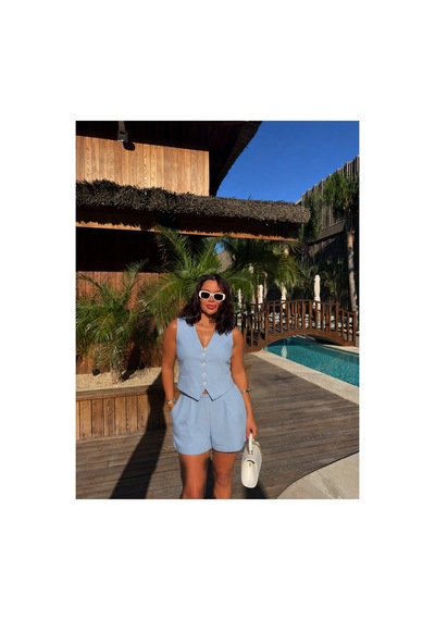 Gigi Wardrobe Monaco Yelek Şort Takım Mavi Mavi