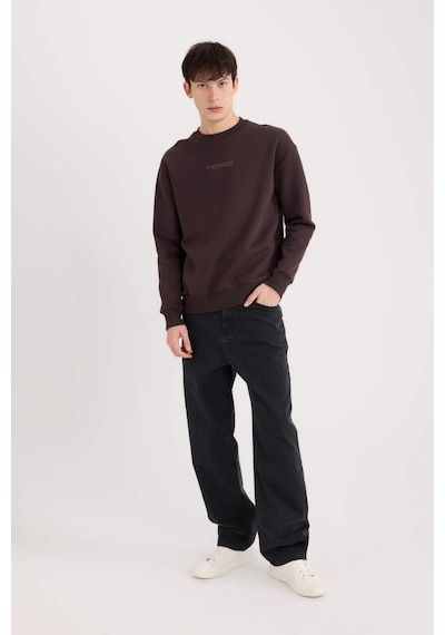 DeFacto Boxy Fit Bisiklet Yaka Baskılı Sweatshirt X8282AZ24AUBN337