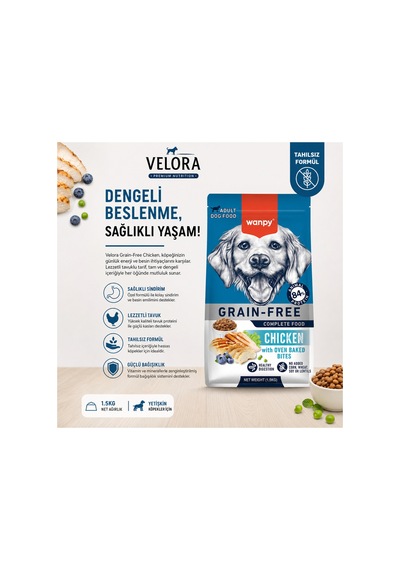 Tahılsız Tavuklu Yetişkin Köpek Maması 1,5 Kg Yüksek Proteinli Premium Tam Besleyici Mama - 886843952