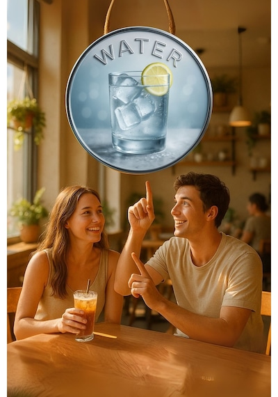 Water Temalı Kapı Süsü Tablosu, Su Temalı Ferahlatıcı Uv Baskılı Dekoratif Cafe Ev Duvar Aksesuarı