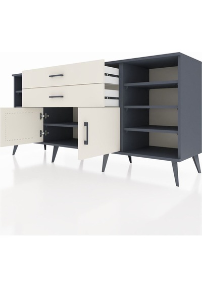 Hyperion Konsol 7 Raflı 2 Çekmeceli 2 Kapaklı 176x44x83 Antrasit-aytaşı Aytaşı Hyperion Konsol 7 Raflı 2 Çekmeceli 2 Kapaklı 176x44x83 Antrasit-aytaşı Aytaşı