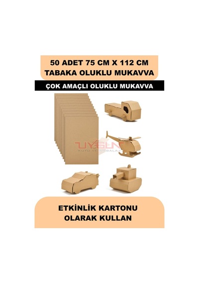 50 Adet 75cm X 112cm Baskısız Tabaka Oluklu Mukavva, Çocuk Etkinlik Kartonu, Maket Kartonu, Kargo Kartonu