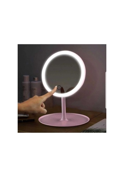 Dokunmatik Led Işıklı Usb Li Yuvarlak Masa Üstü Makyaj Aynası Makyaj Aynası Ledli Pembe Pembe